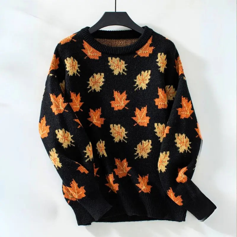 Eleganter Strickpullover Mit Blattmuster Für Naturnahen Stil Für Frauen Mivona