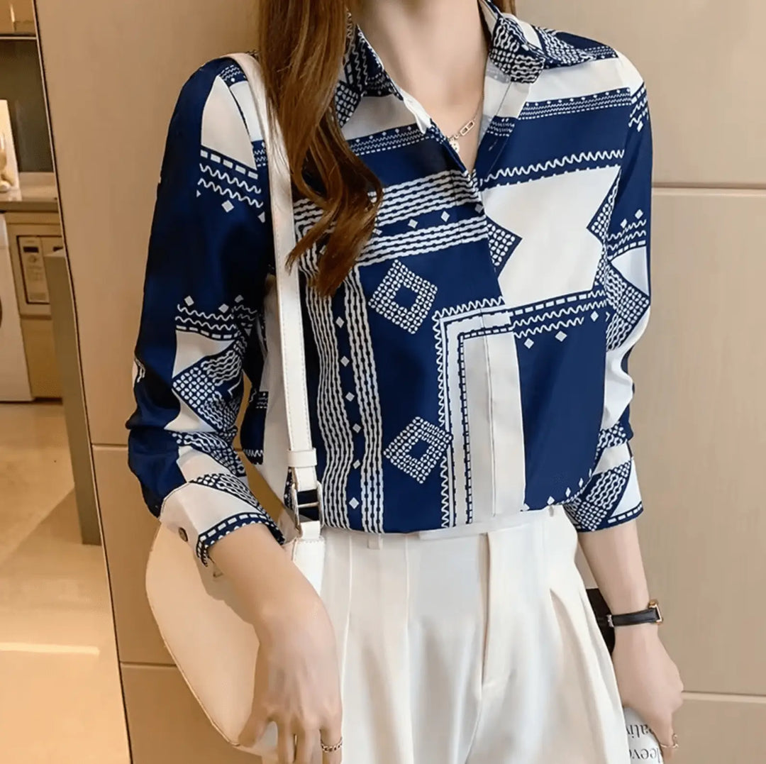 Bluse mit Geometrischem Muster Für Frauen Mivona