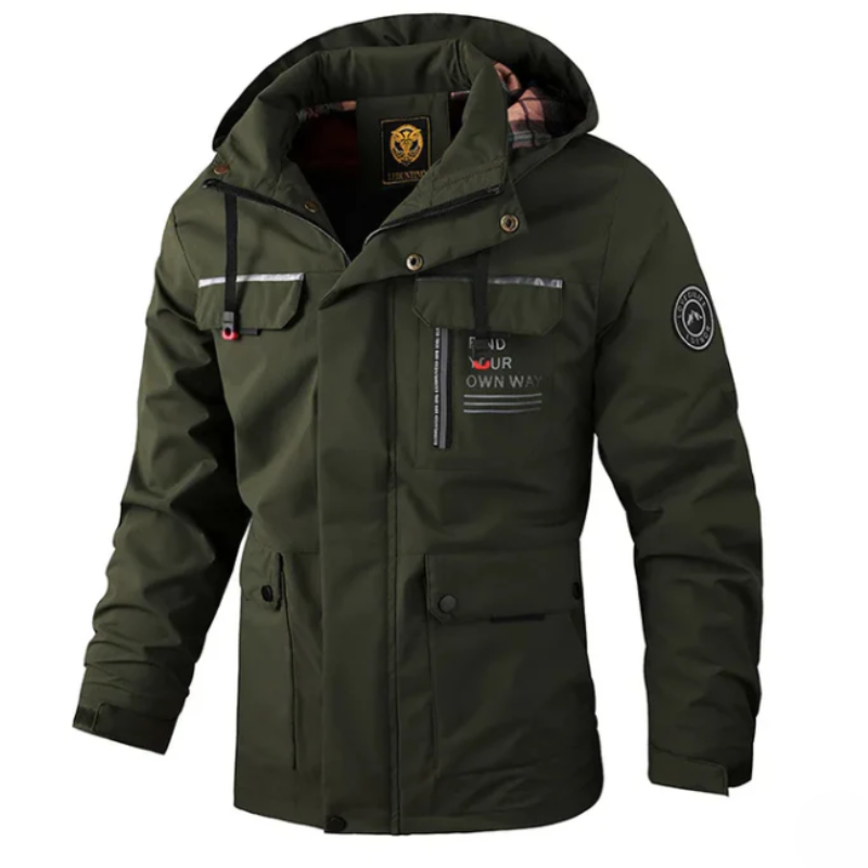 Herren Winterjacke Mit Verstellbarer Kapuze Und Taschen Detail Design