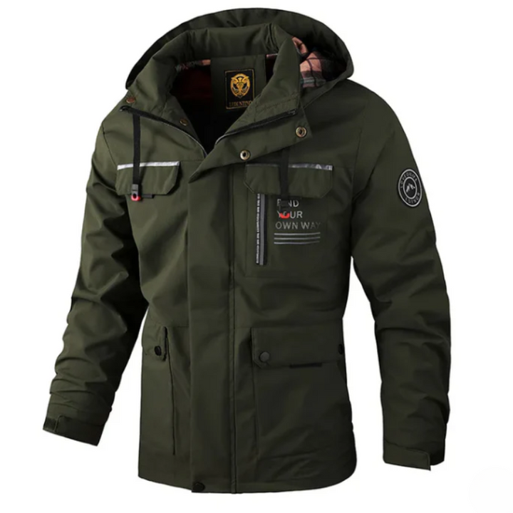 Herren Winterjacke Mit Verstellbarer Kapuze Und Taschen Detail Design