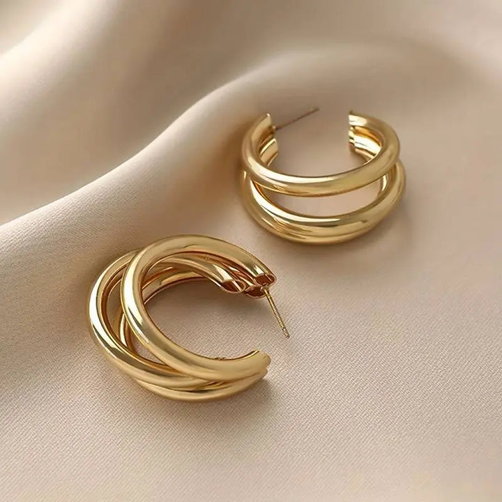 Set aus 3 Goldfarbener Creolen Für Frauen Mivona