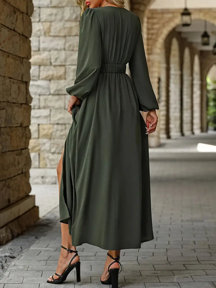 Elegantes Kleid mit V-Ausschnitt und Langarm Für Frauen