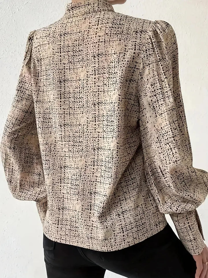 Vintage Bluse mit hohem Kragen und langen Ärmeln für Frauen Mivona