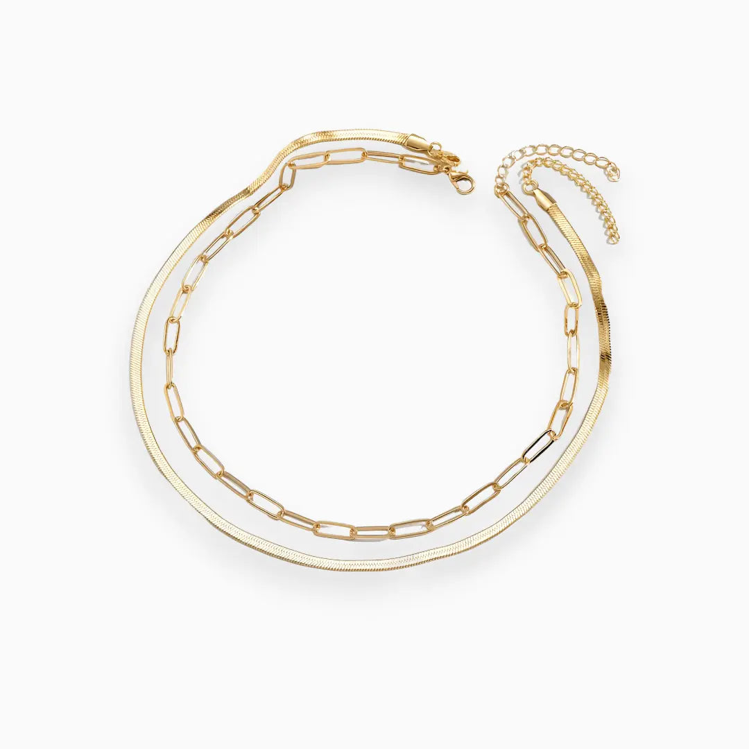Goldener zweiteiliger Schlangen Choker für Damen Mivona