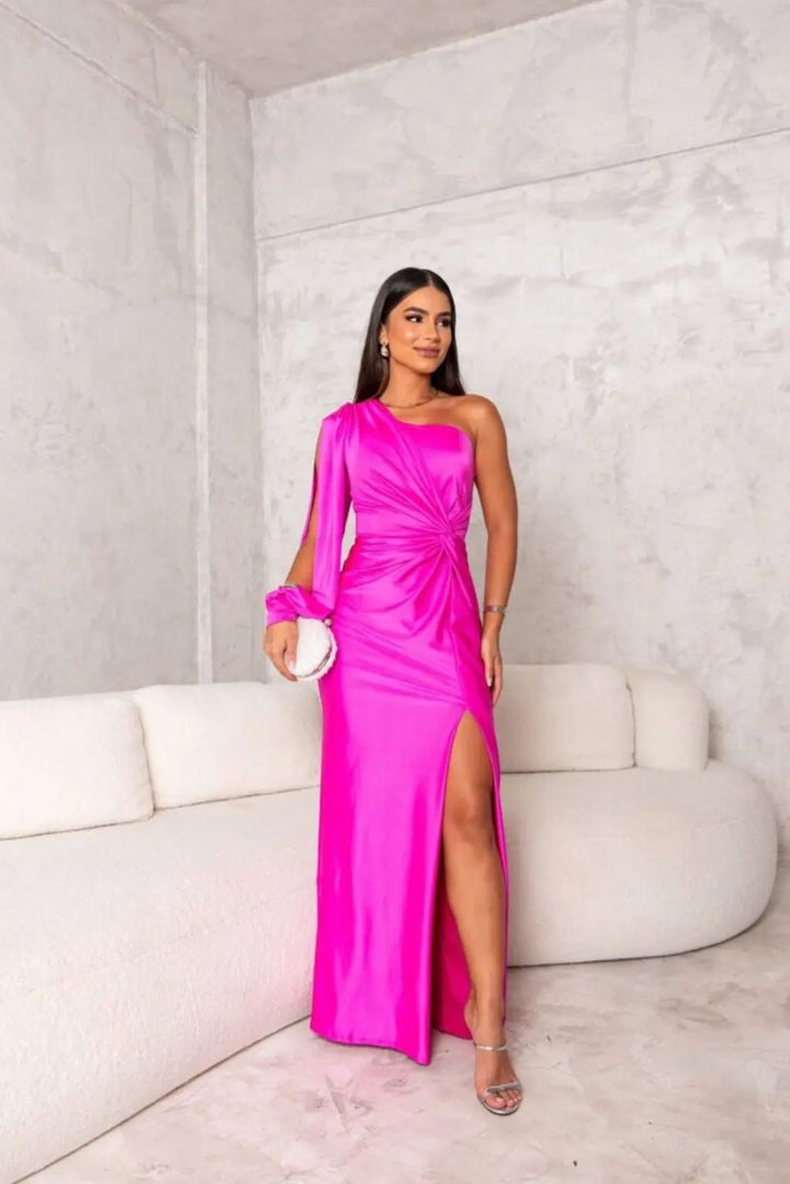 Elegantes One Shoulder Abendkleid mit Hohem Schlitz für Frauen Mivona
