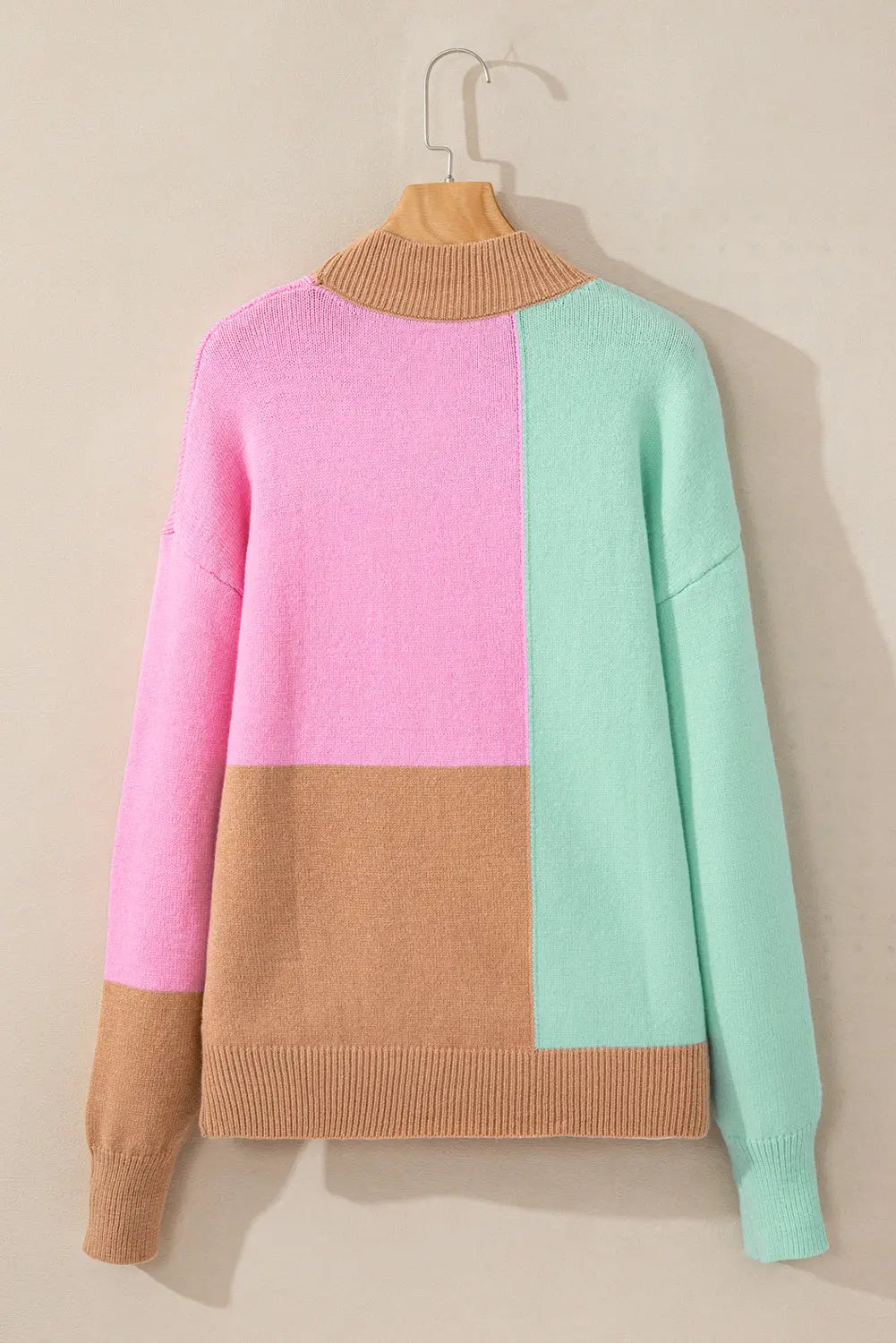 Mehrfarbiger Rollkragenpullover Mit Geripptem Saum Für Frauen Mivona