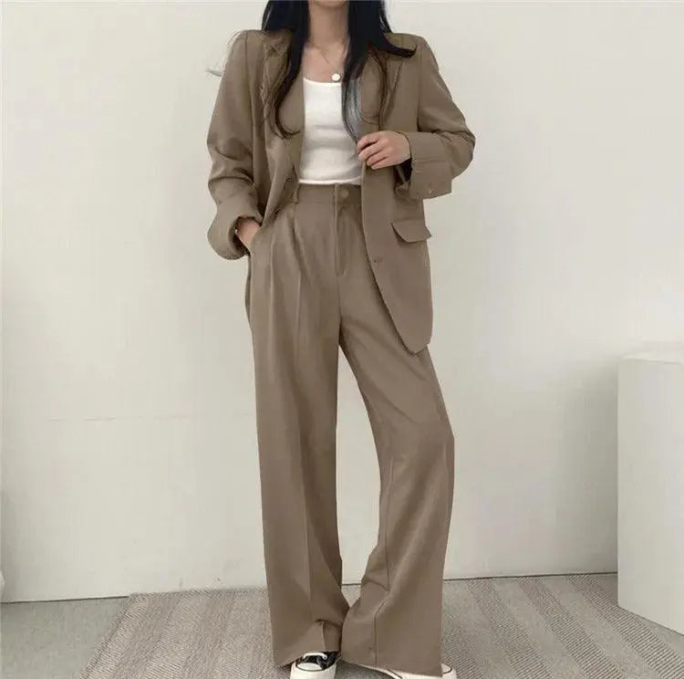 Elegantes Tailliertes Blazer und Gerade Hose Set Für Frauen Mivona
