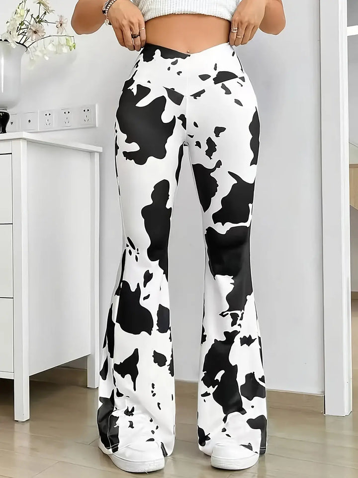 Hochgeschnittene Kuhfellmuster Hose mit markantem Stil für Damen Mivona