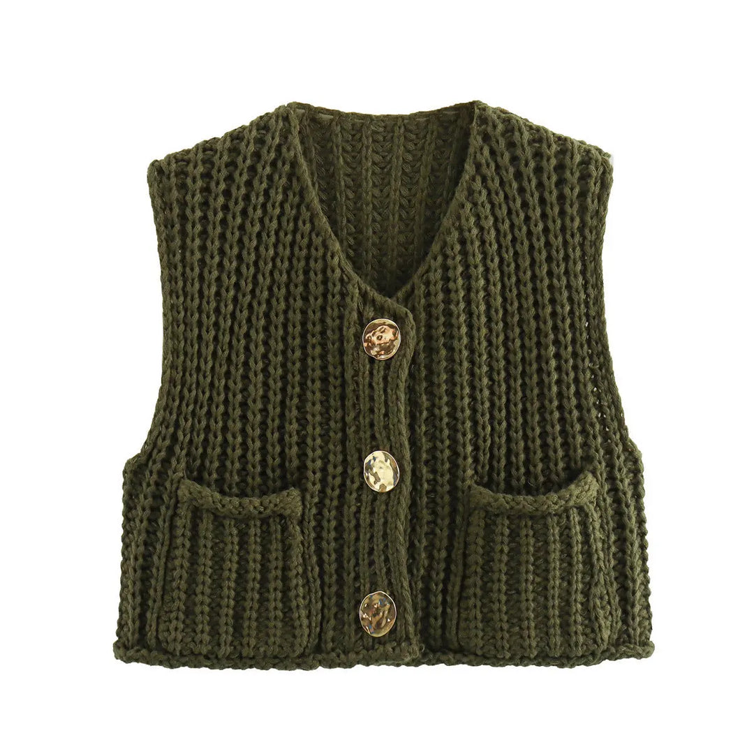 Elegante ärmellose kurze Strickjacke für Frauen Mivona