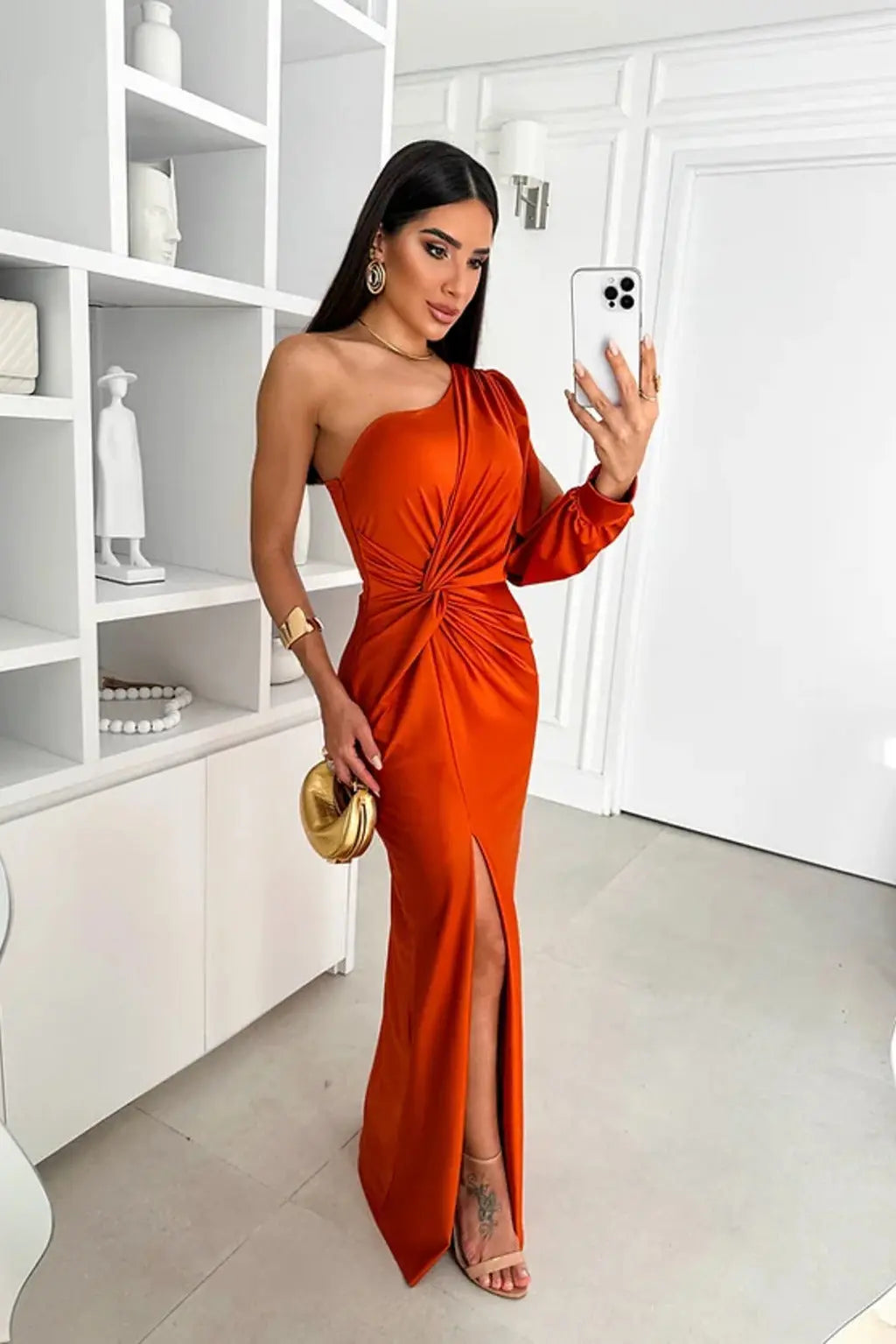 Elegantes One Shoulder Abendkleid mit Hohem Schlitz für Frauen Mivona
