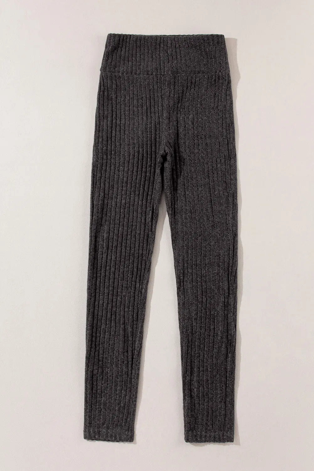 Dunkelgraue Strickleggings Mit Breitem Bund Für Frauen Mivona