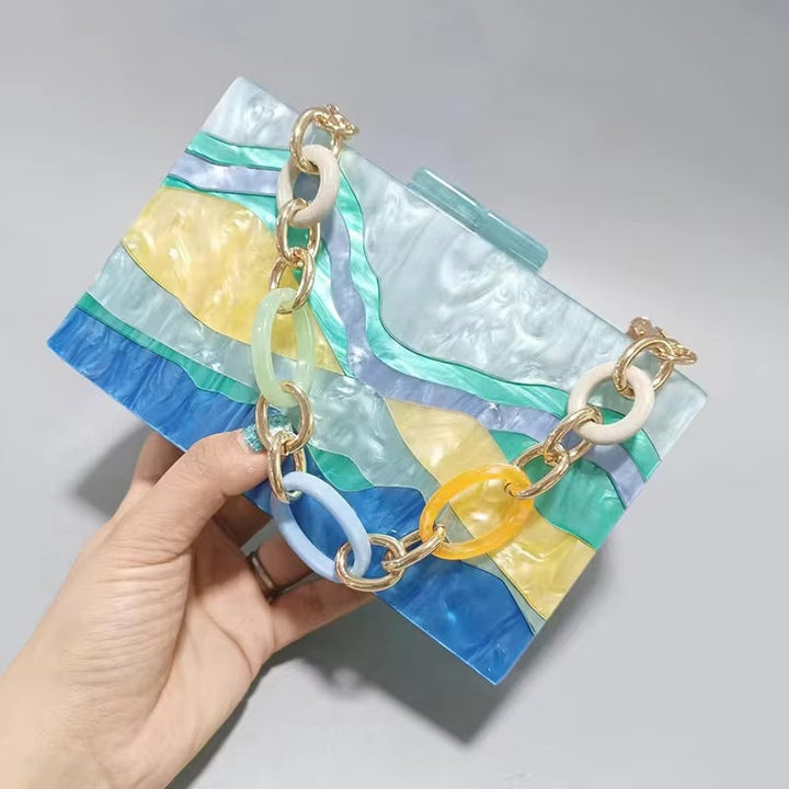 Acryl-Ketten-Box-Clutch Für Frauen Mivona