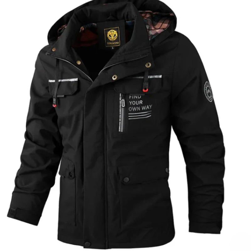 Herren Winterjacke Mit Verstellbarer Kapuze Und Taschen Detail Design