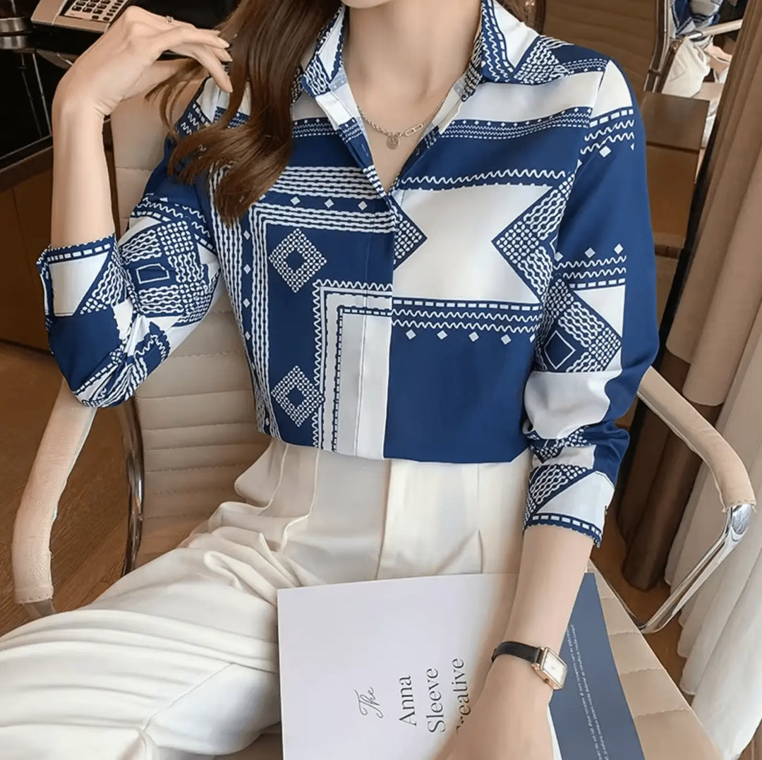 Bluse mit Geometrischem Muster Für Frauen Mivona