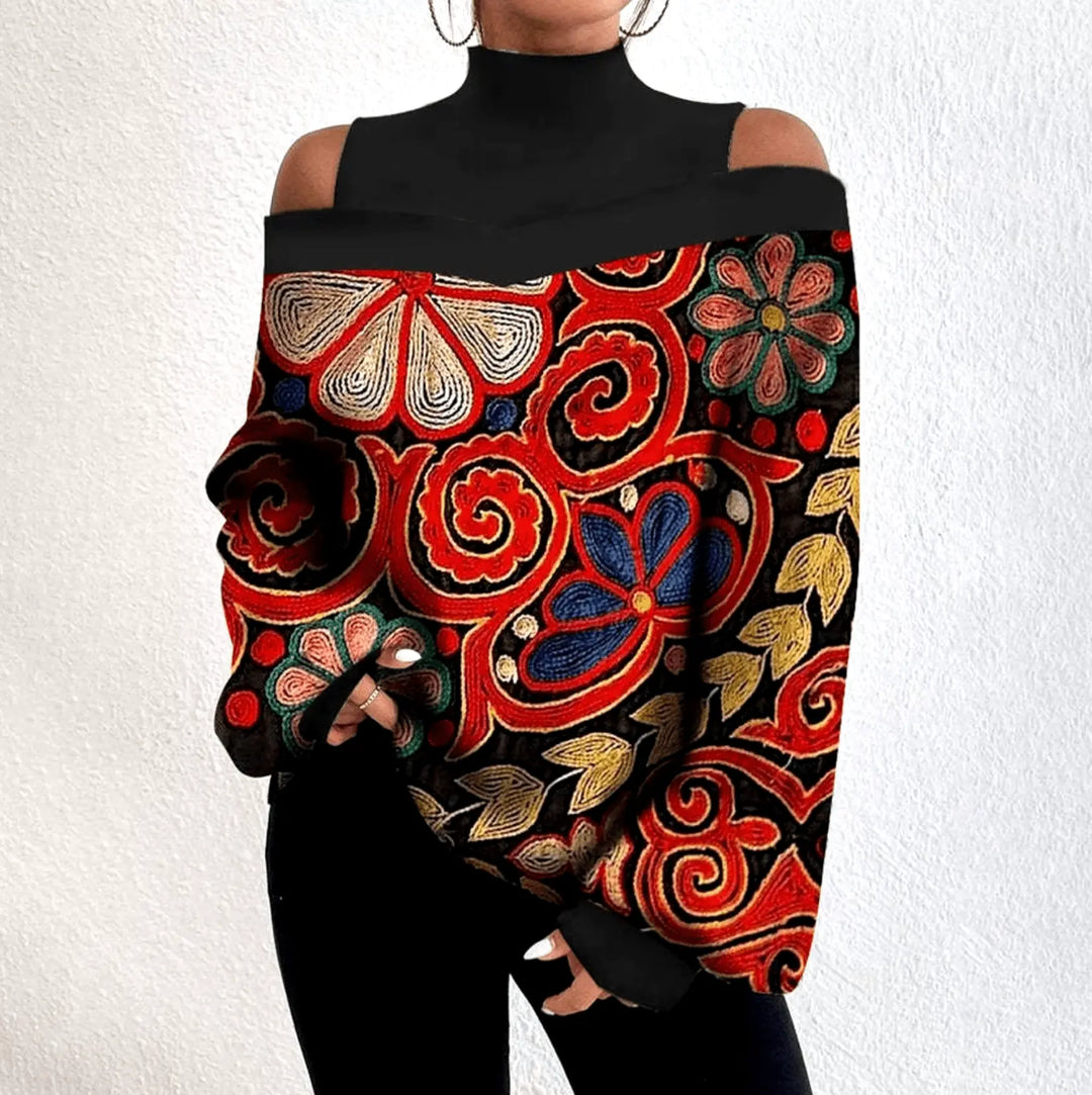 Elegante Off-Shoulder-Bluse mit Rollkragen für Damen Mivona