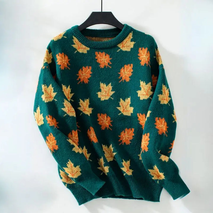 Eleganter Strickpullover Mit Blattmuster Für Naturnahen Stil Für Frauen Mivona
