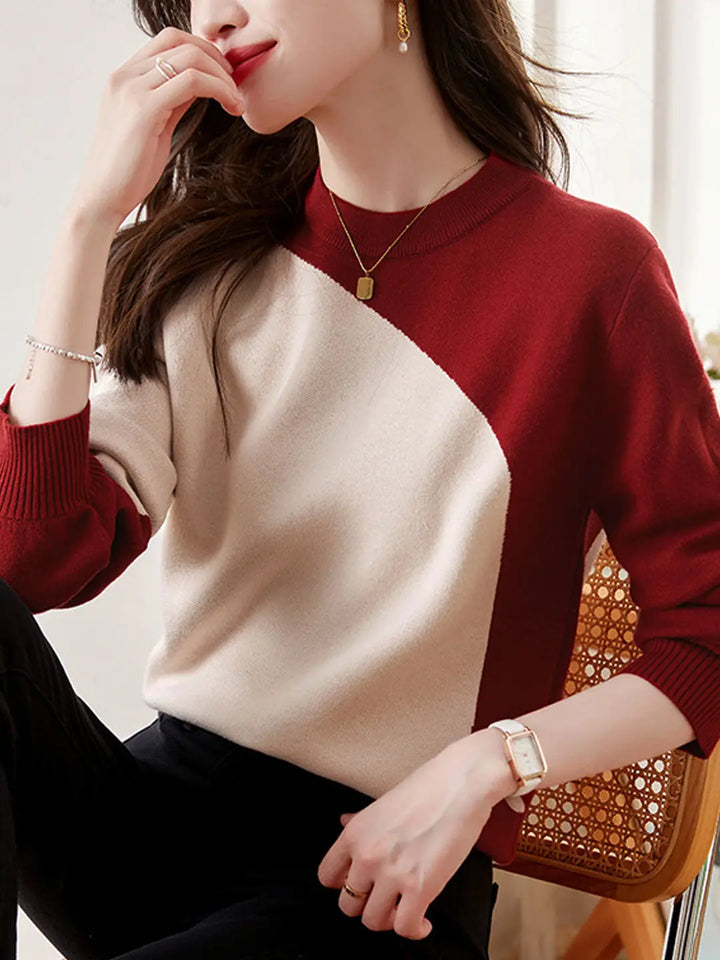 Kontrast-Strickpullover für Damen Mivona