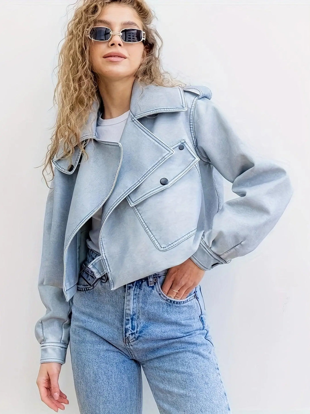 Moderner Oversized Cropped Mantel Für Frauen Mivona