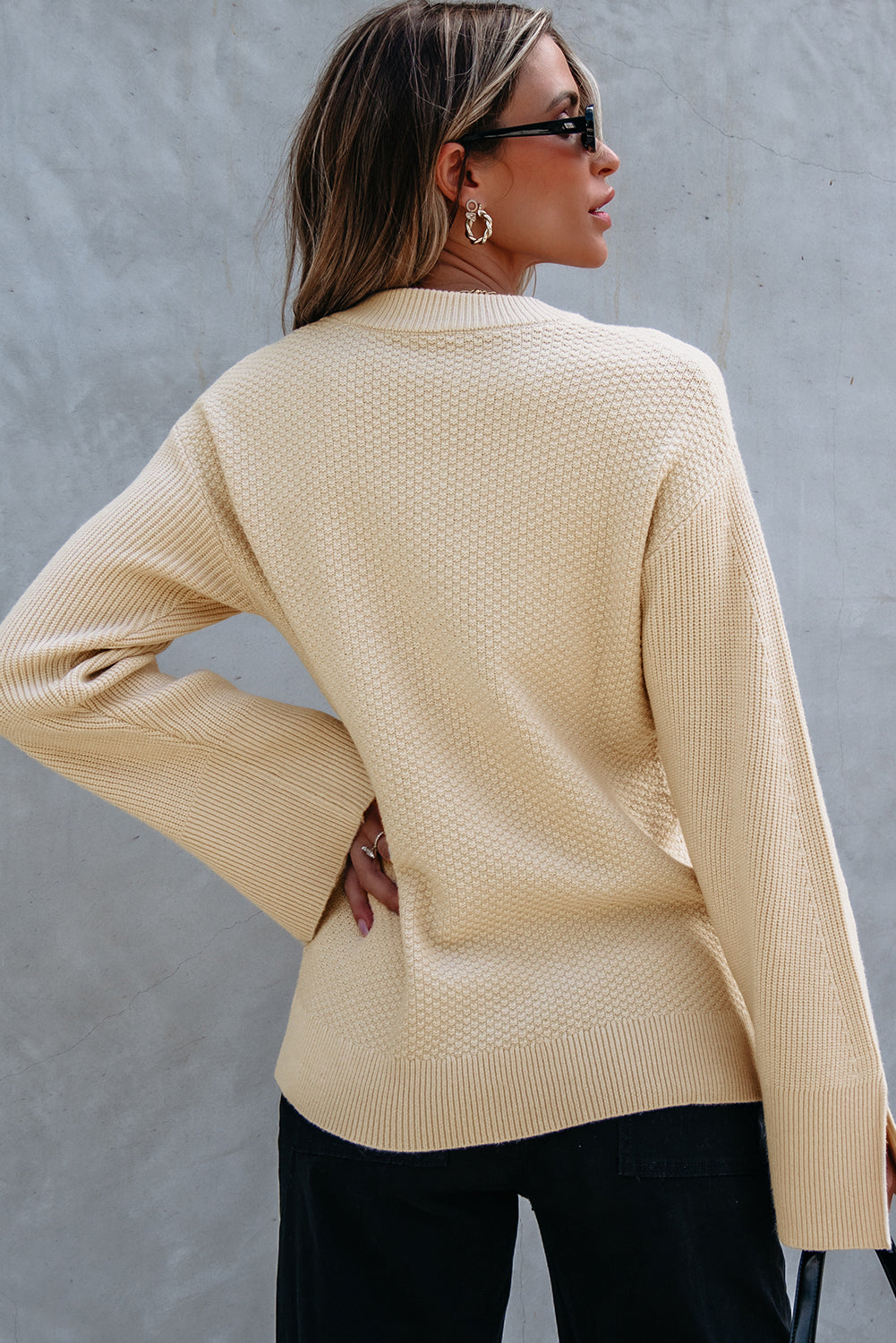 Lockerer Strickpullover Mit Festem Texturmuster Für Frauen Mivona
