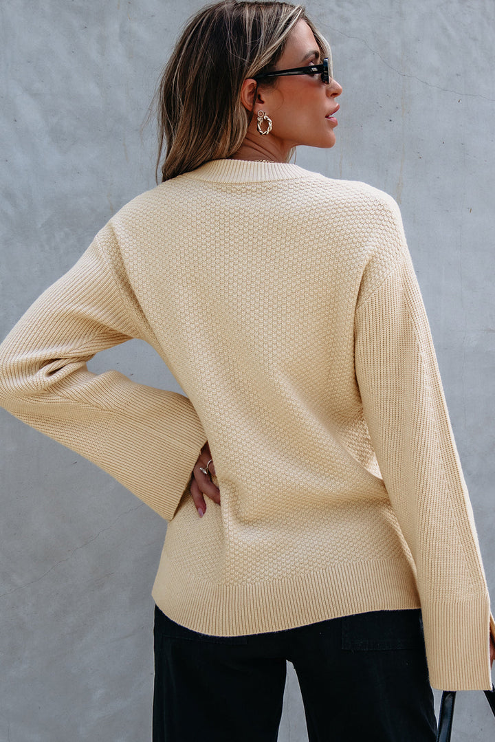 Lockerer Strickpullover Mit Festem Texturmuster Für Frauen Mivona