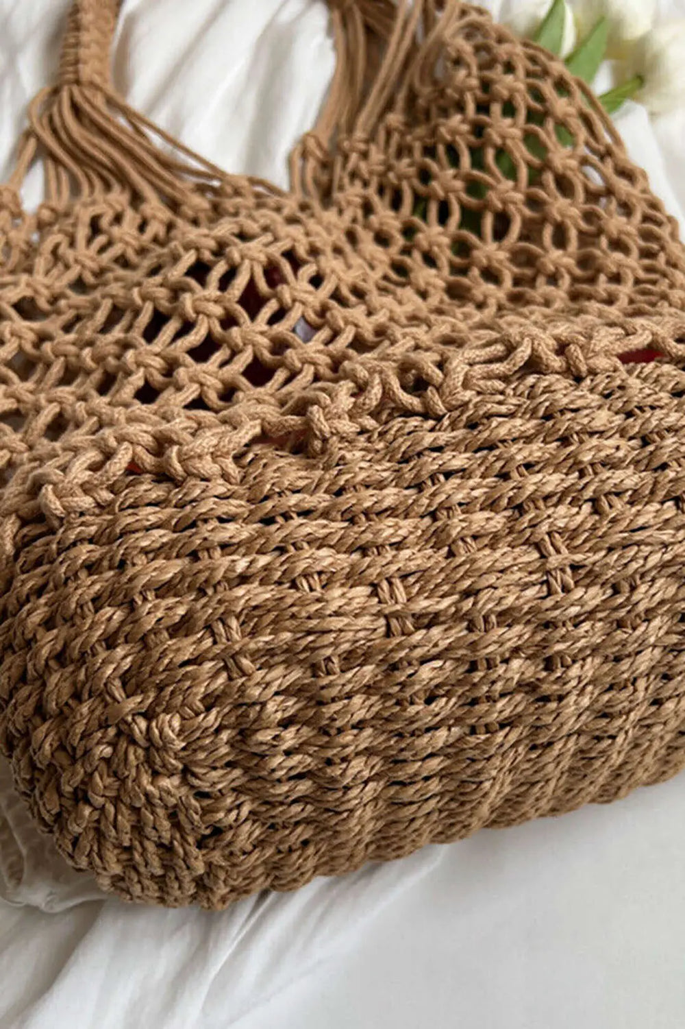 Handgehäkelte Tote Bag mit natürlicher Struktur für Frauen Mivona