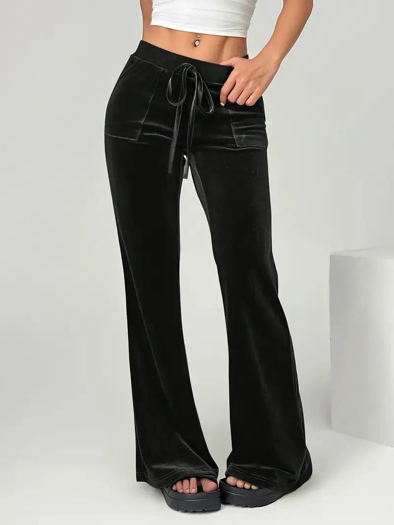 Elegante Weite Samthose mit fließendem Schnitt für Frauen Mivona