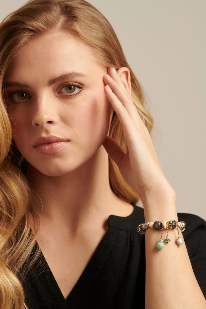 Elastisches Armband mit Mischung aus Perlen und Quarzsteinen Für Frauen Mivona