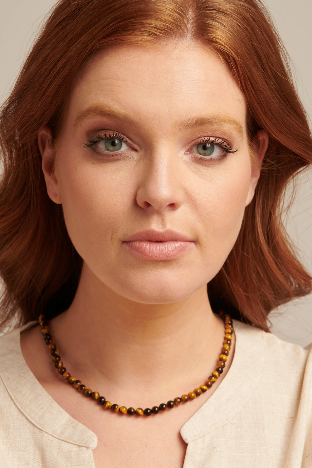 Tigerauge Quarz Perlenkette mit Natursteinakzenten Für Frauen Mivona