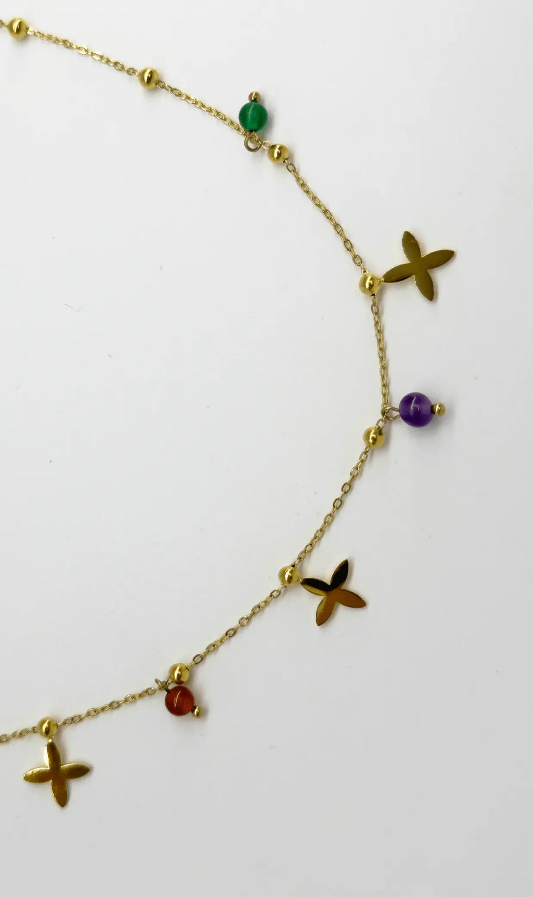 Blumenförmige Quarz Anhänger Halskette aus Edelstahl mit Goldfinish Für Frauen Mivona