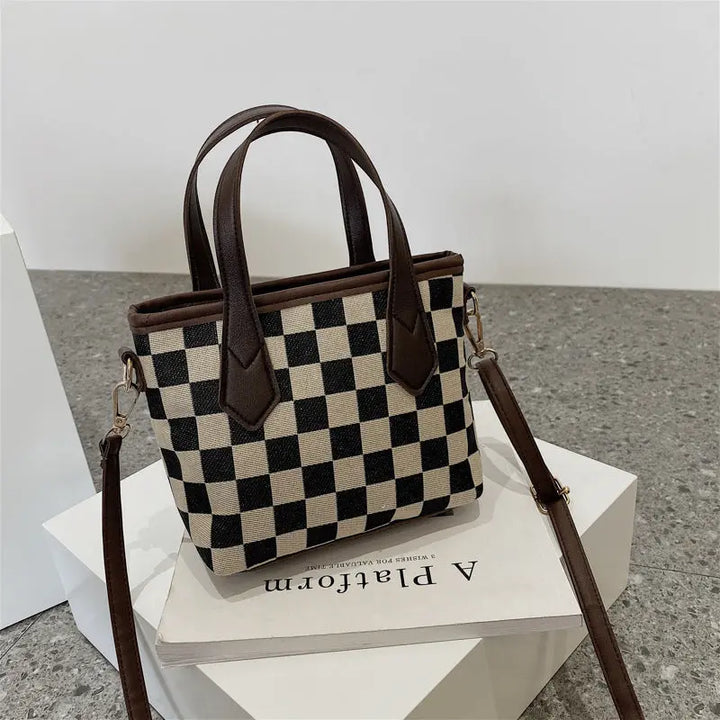 Schultertasche mit Hahnentritt-Muster für Frauen Mivona