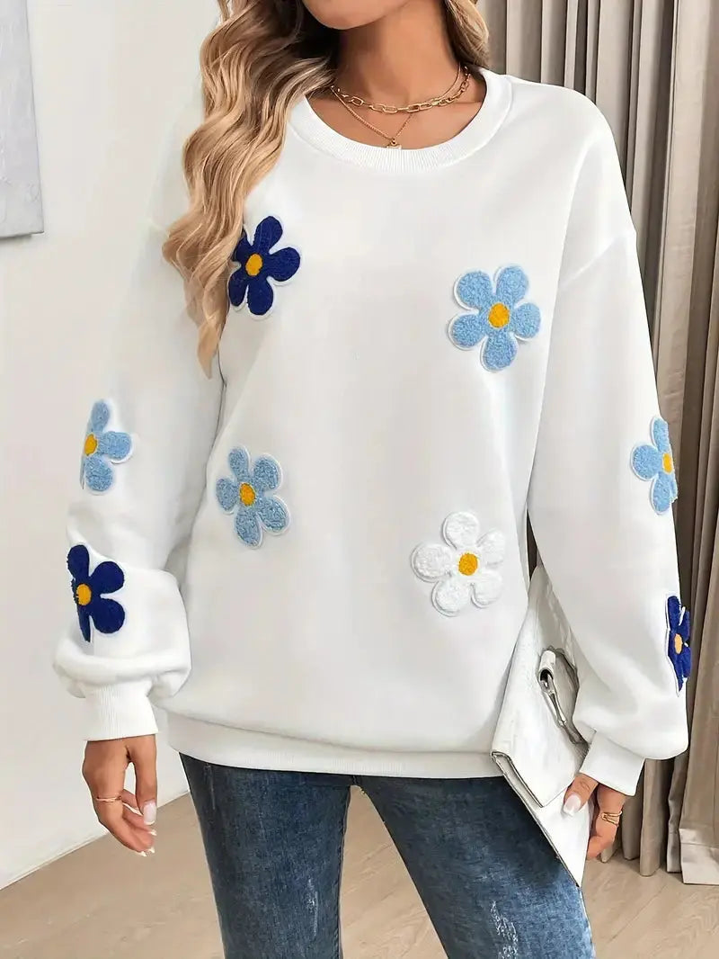 Weiches Baumwoll-Sweatshirt mit Floralem Muster für Damen Mivona