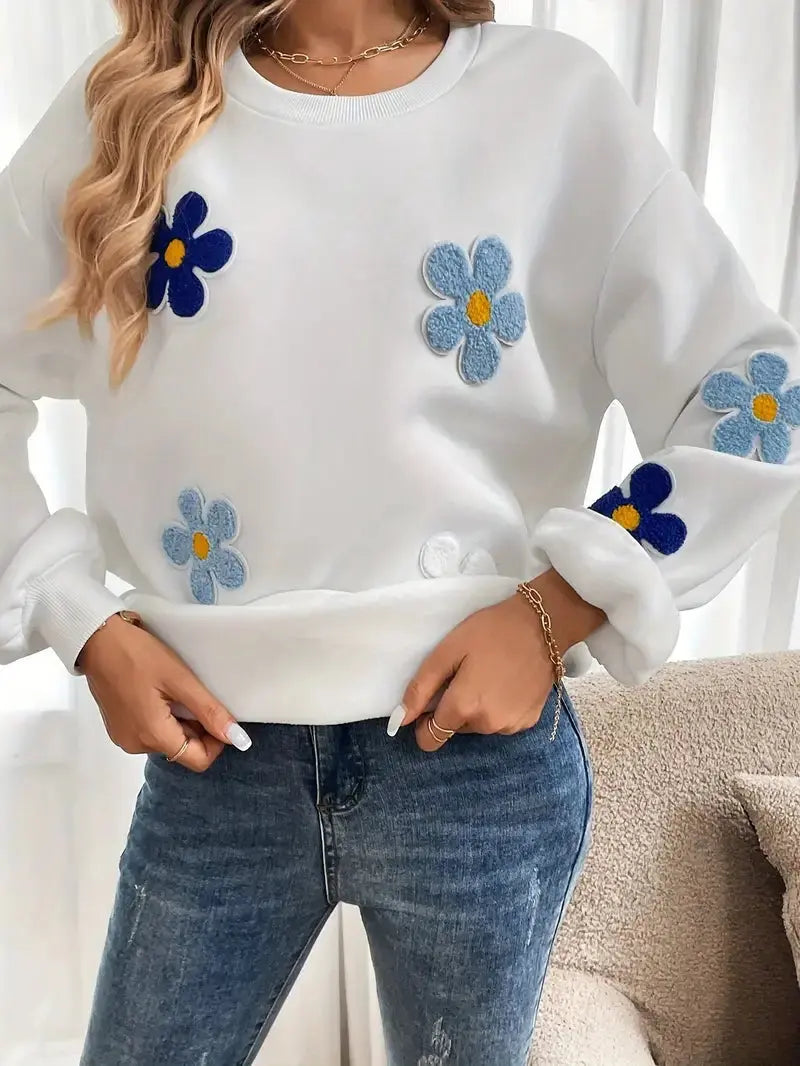 Weiches Baumwoll-Sweatshirt mit Floralem Muster für Damen Mivona