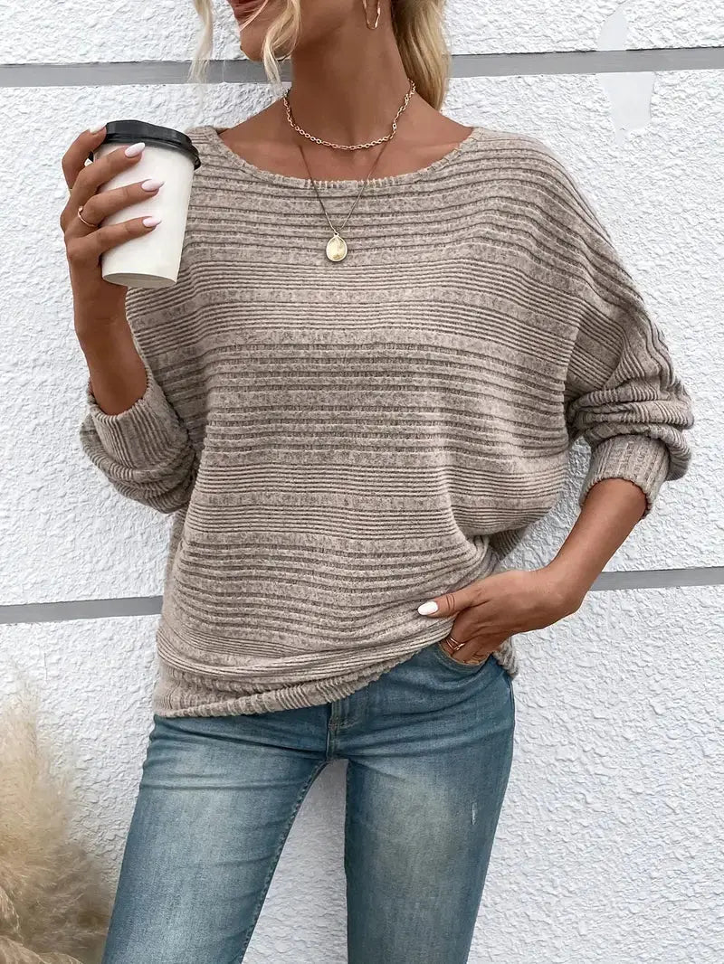 Gemütlicher Gestreifter Pullover Für Mühelosen Alltagsstil Für Frauen Mivona