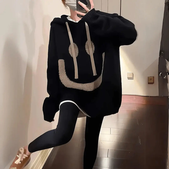 Gemütlicher Hoodie Mit Smiley-Print Für Frauen Mivona