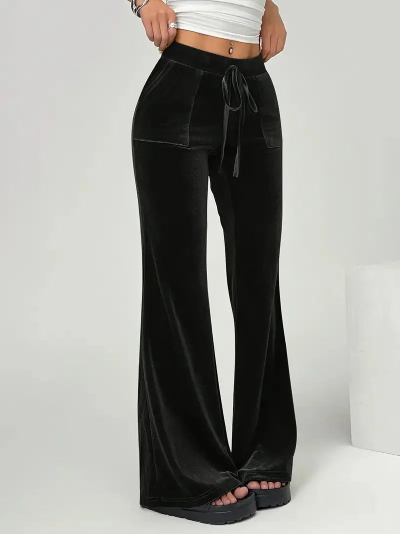 Elegante Weite Samthose mit fließendem Schnitt für Frauen Mivona