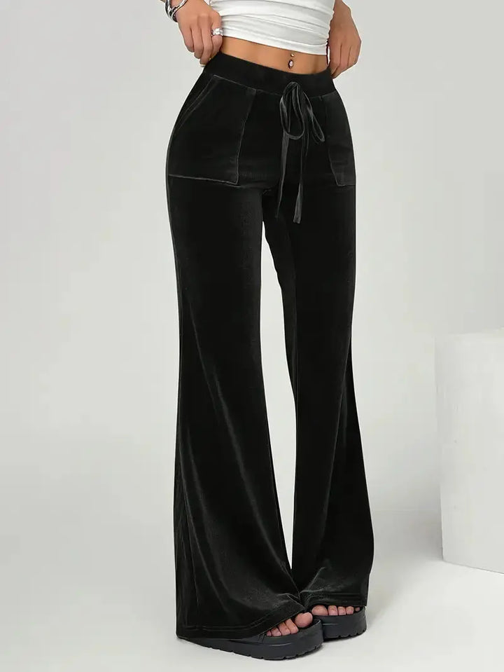 Elegante Weite Samthose mit fließendem Schnitt für Frauen Mivona