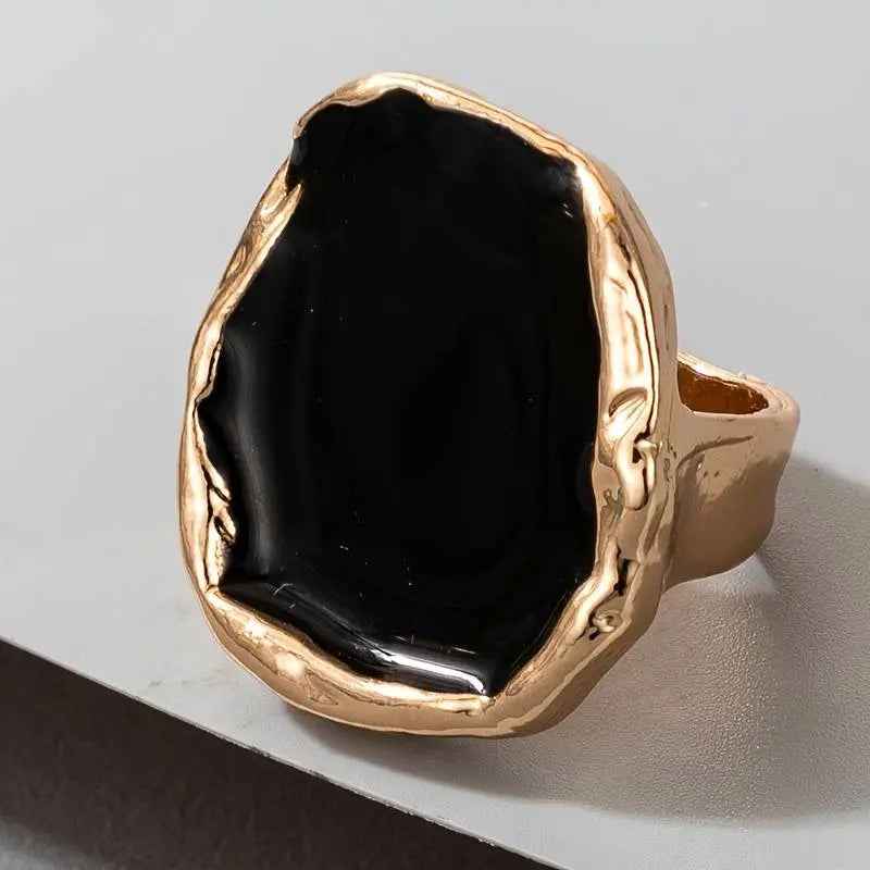 Übergroßer Vintage Ring mit schwarzem Stein für Damen Mivona