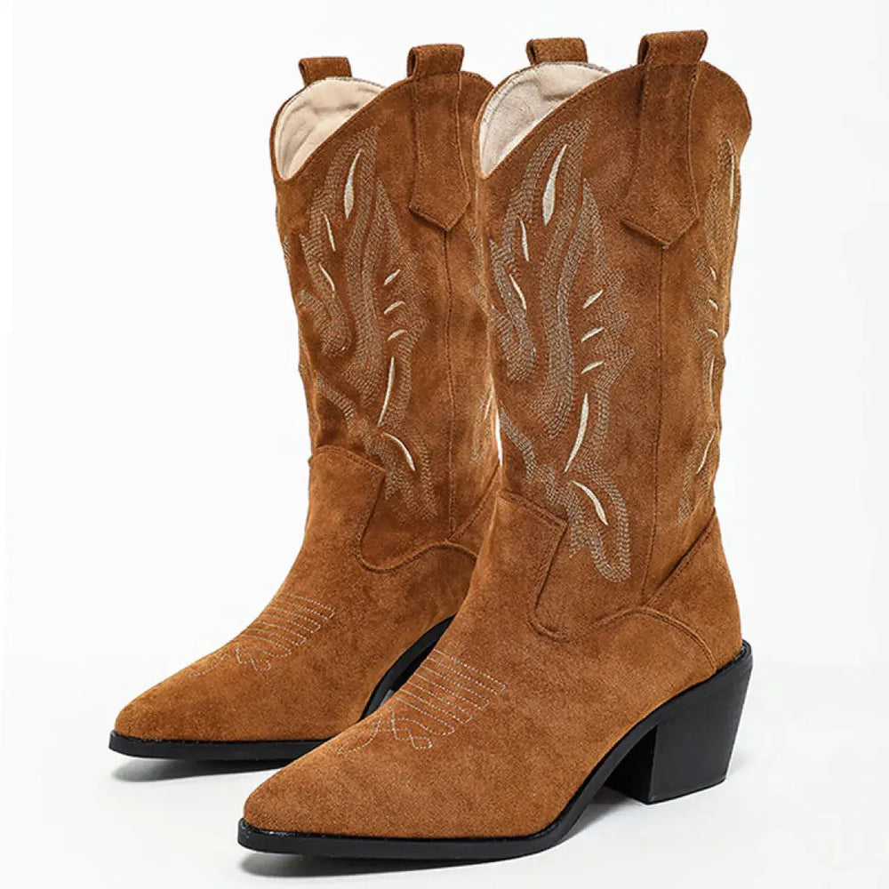 Bestickte Cowboy-Lederstiefel Für Frauen Mivona