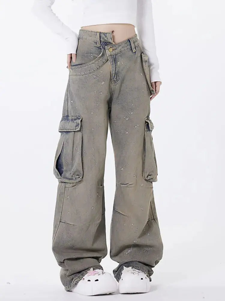 Retro Asymmetrische Waschjeans mit Einzigartigem Design für Frauen Mivona