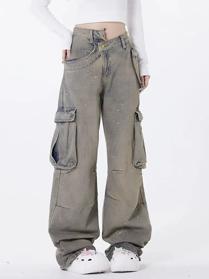 Retro Asymmetrische Waschjeans mit Einzigartigem Design für Frauen Mivona