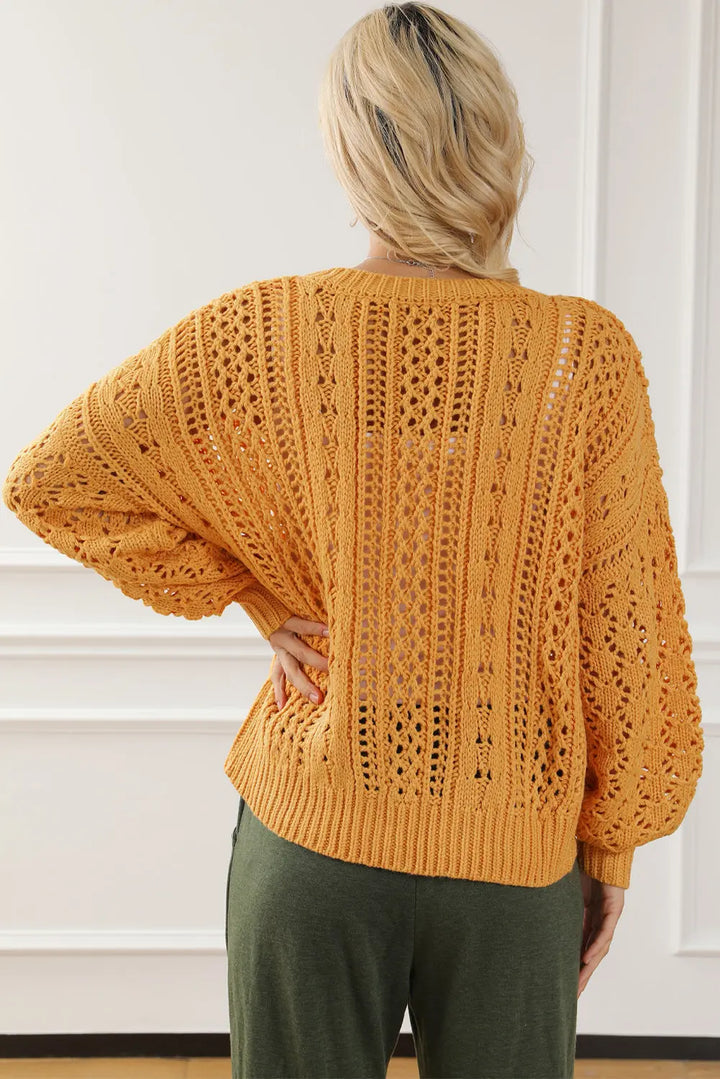 Ingwerfarbener Hohler Zopfmusterpullover Damenmode Für Frauen Mivona