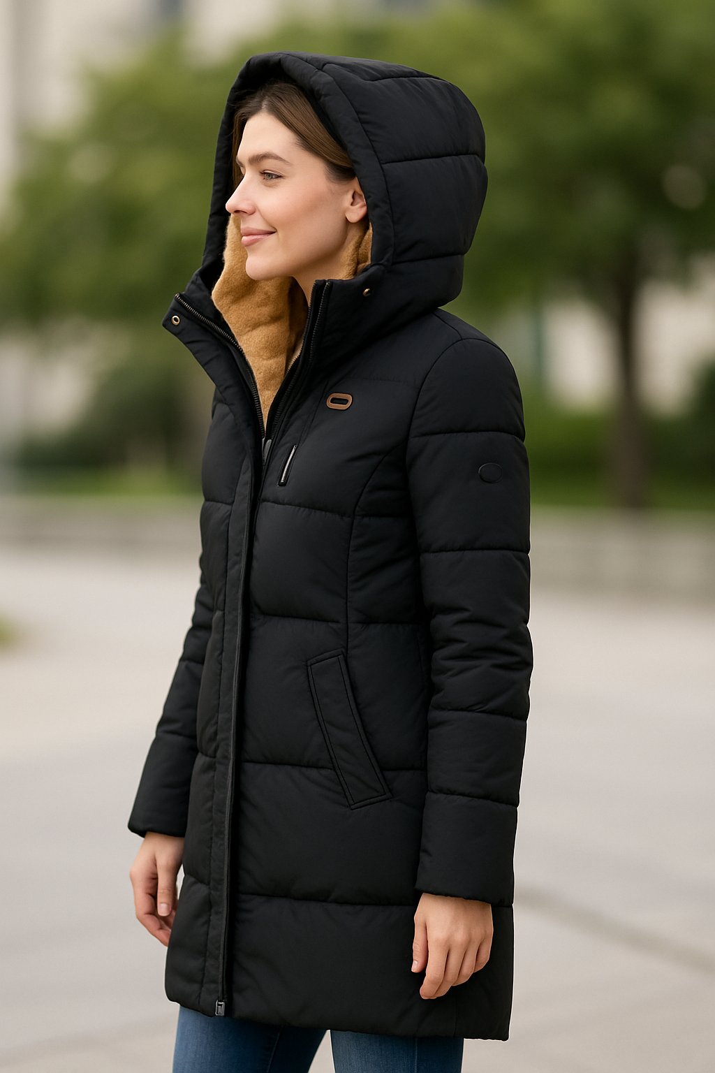 Steppmantel Mit Kapuze Freizeit Alltagskleidung Damen