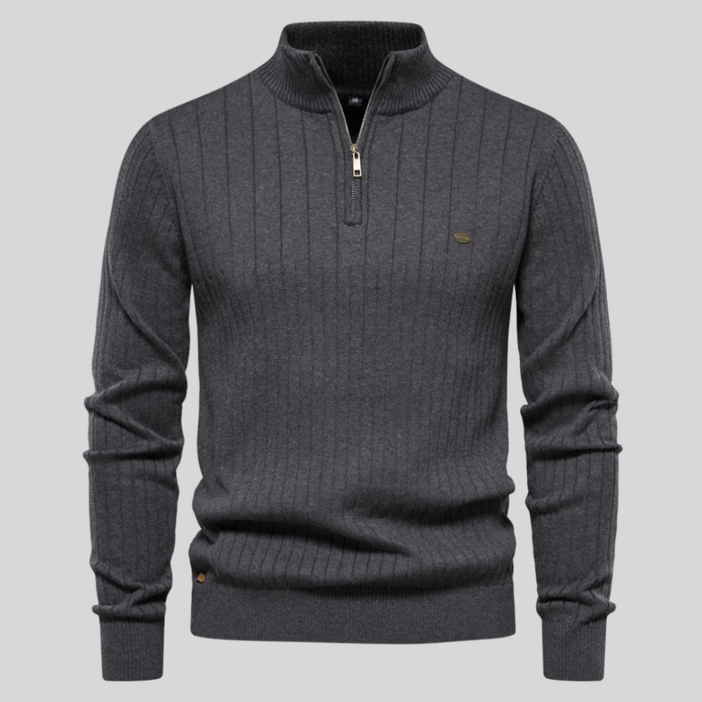 Strickpullover Mit Halbem Reißverschluss Für Herren | Langarm Mivona