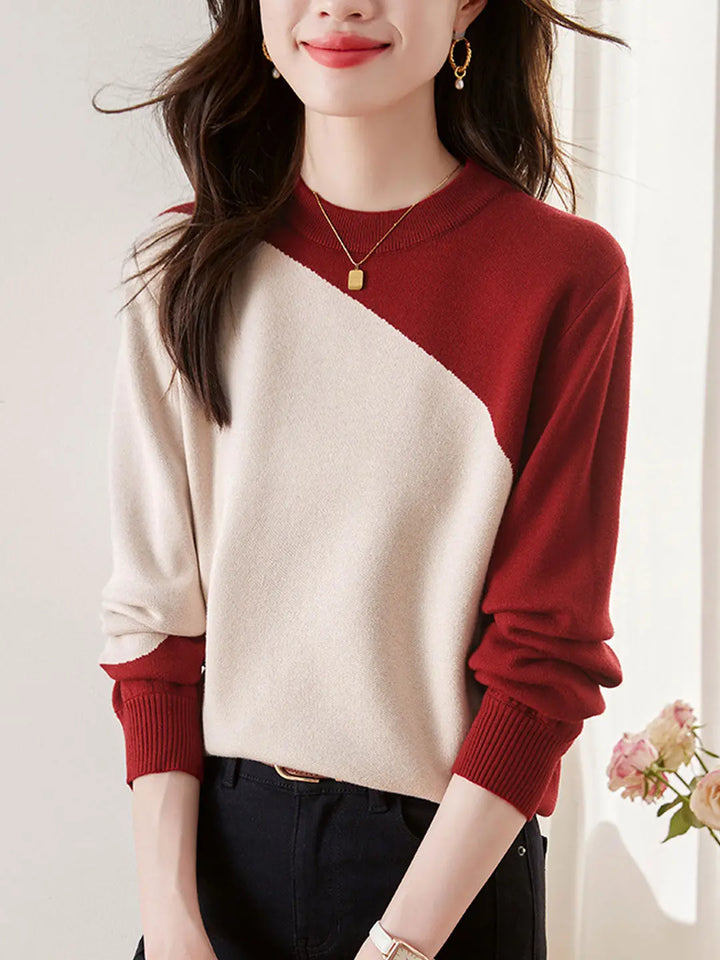Kontrast-Strickpullover für Damen Mivona