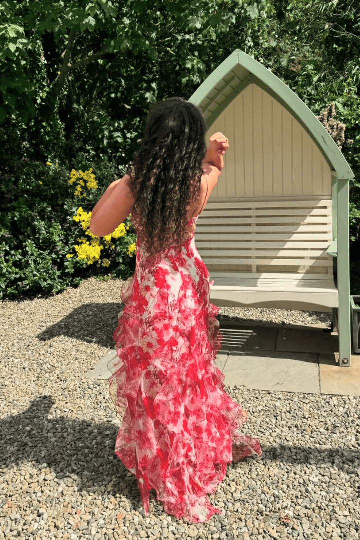 Elegantes Maxikleid Mit Blumenmuster Und Rüschen Für Frauen Mivona