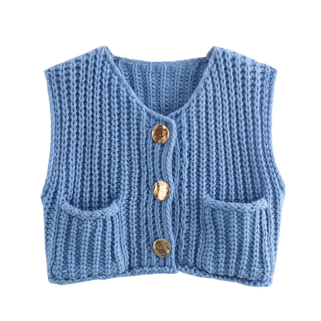 Elegante ärmellose kurze Strickjacke für Frauen Mivona