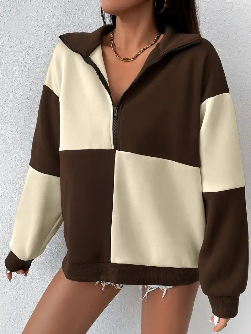 Bequemer Sweatshirt mit Farbakzenten für Damen Mivona