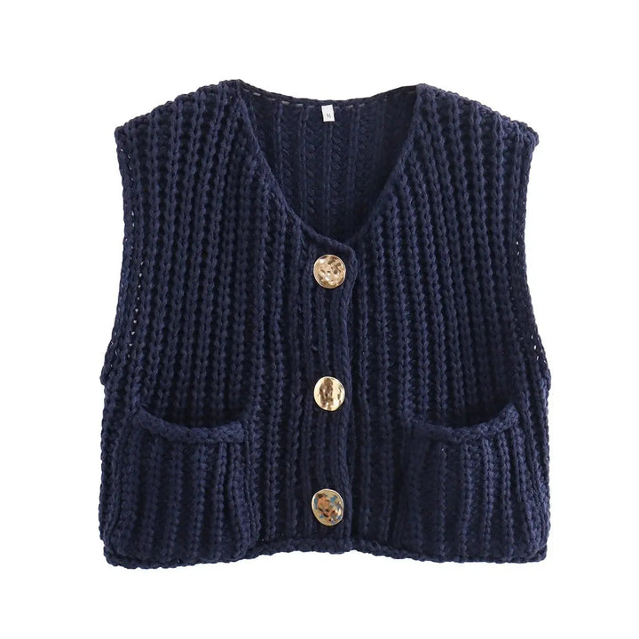 Elegante ärmellose kurze Strickjacke für Frauen Mivona