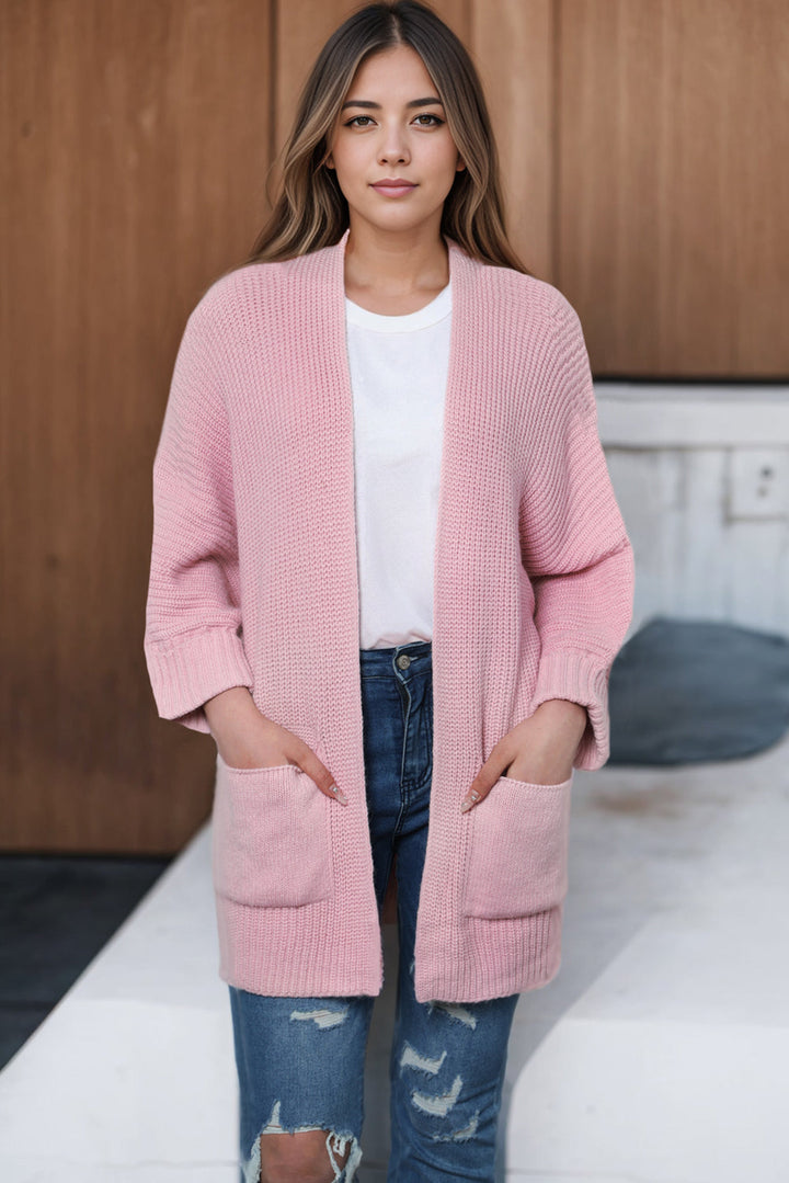 Rosa Oversized-Strickweste mit Wickelärmeln Für Frauen Mivona