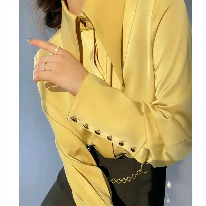 Edle Satinbluse mit Langen Ärmeln für Damen Mivona